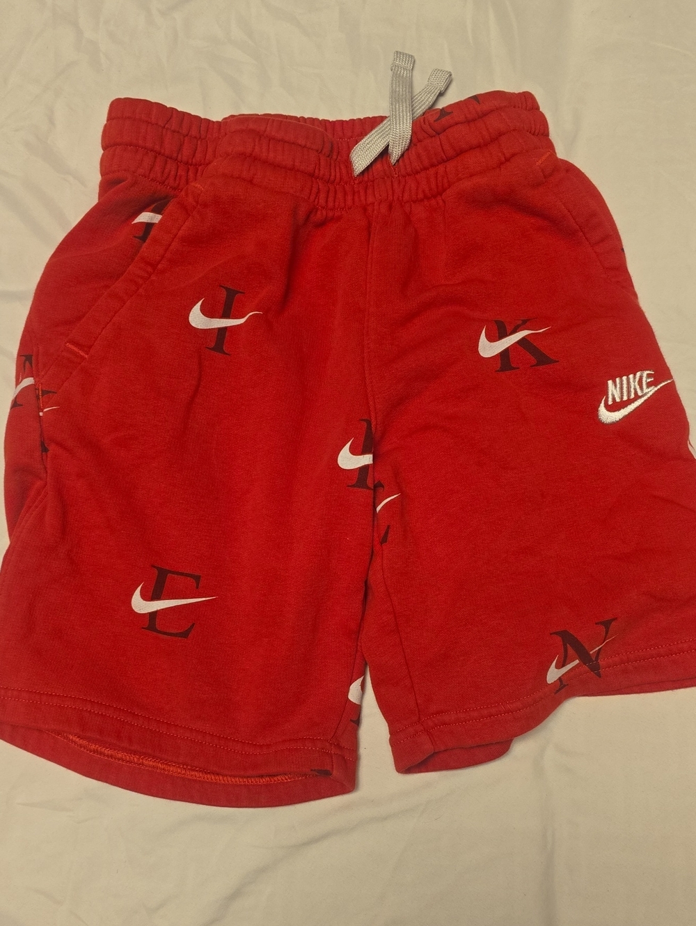 Nike Red Logo-Print Kids Athletic Shorts